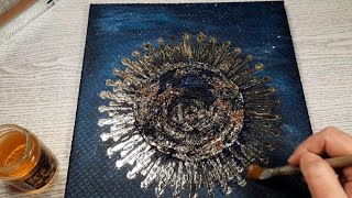 Lets connect the putty stencil mesh beads and gold leafUnusual art on canvas [upl. by Osithe759]