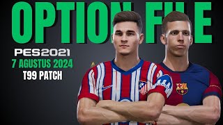 PES 202I OPTION FILE T99 UPDATE 7 AGUSTUS 2024 [upl. by Hgielanna]