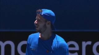 Linesperson cops stray serve but Sock kisses it better  Mastercard Hopman Cup [upl. by Farrand]