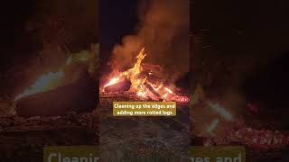 Cleaning up the fire brushfire bonfire fallcleanup fire farmstead therusticcaveman [upl. by Sirref246]