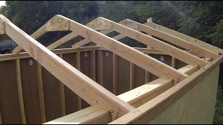 Building amp Installing Roof Rafters  How to Build a Shed [upl. by Yarled813]