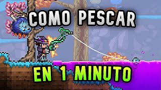 🤔 Como Pescar y Conseguir Una Caña 🎣 y Cebos En 🌳 Terraria En Un Minuto ✅ [upl. by Anilyx]