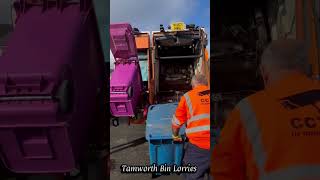 Bin lorry tipping paper and card out of purple bins in Tamworth [upl. by Thurstan]