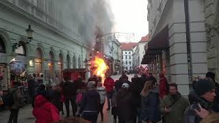 Bratislava Main Square Christmas Market Fire 2018 [upl. by Stucker]