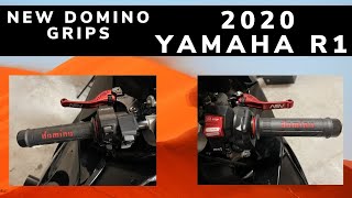 2020 Yamaha R1 Red Domino Grips Install [upl. by Ennayd]