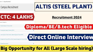 ALTIS recruitment 2024  CTC 4Lakhs  Diploma Graduate Engineer Trainee  Latest Mnc Jobs  Jobs [upl. by Ecikram]