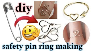 handmade heart ❤️ shape ring making from safety pin safety pin ring making ideas ringmaking diy [upl. by Middendorf]