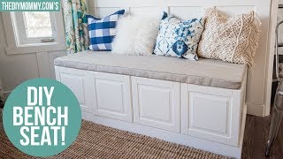 IKEA Hack  How to Build a Bench from Kitchen Cabinets  The DIY Mommy [upl. by Jenda]