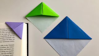 Origami Lesezeichen basteln  How to make a easy bookmark corner [upl. by Marlin]