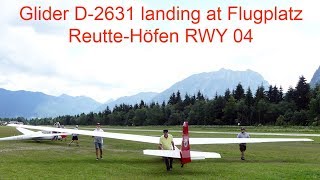 Glider D2631 landing at Flugplatz ReutteHöfen RWY 04 [upl. by Aihsek]