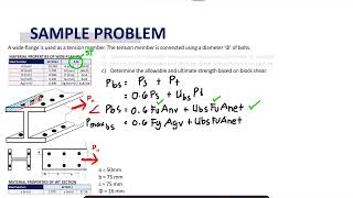 Principles of Steel Design  Analysis of Tension Members Block Shear [upl. by Gavrielle]