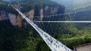 Glassbottom bridge opens in China [upl. by Gebler675]