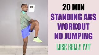 20 Minute Standing Abs Workout No Jumping Lose Belly Fat At Home [upl. by Airuam]