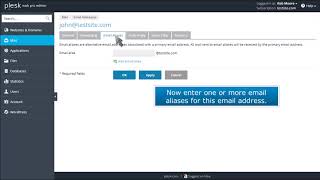 How to create an email alias in Plesk [upl. by Nyletac]