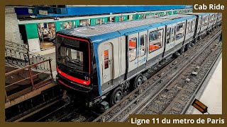 Metro Cab Ride Ligne 11 du métro de Paris RosnyBoisPerrier → Châtelet [upl. by Polloch938]