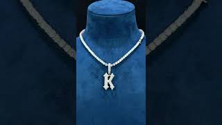 Tennis Chain amp Letter K Pendanthiphopjewelryrapperjewelryicedout diamondboyzcubanchain jewelry [upl. by Byran424]