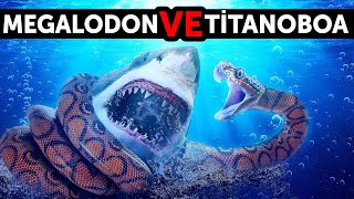 Megalodon Gelmiş Geçmiş En Büyük Yılanla Karşılaşırsa Ne Olur [upl. by Lennod893]