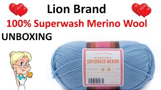 Lion Brand UNBOXING 100 Superwash Merino Wool  lionbrand [upl. by Ahsiekin]