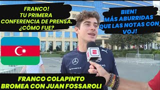 Por si no Viste  Franco Colapinto habla de la conferencia y bromea con Juan Fossaroli f1 radio [upl. by Somar]