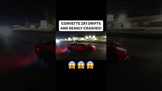 INSANE CORVETTE DRIVER NEARLY CRASHES LEAVING MEET fullsend chevy corvette zr1 drift burnout [upl. by Artekal975]