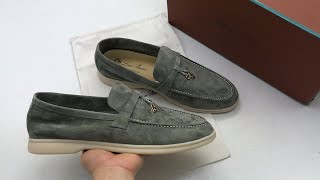 Loro Piana SUMMER CHARMS WALK 13 SUEDE Tea Room color Unboxing Review [upl. by Nalod]