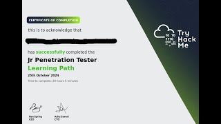 MY TRYHACKME JUNIOR PENETRATION TESTER PATHEXPERIENCECERTIFICATION [upl. by Sexela24]