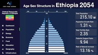 Ethiopia  Changing of Population Pyramid amp Demographics 19502100 [upl. by Garnett]