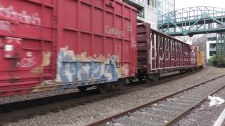 BNSF 4168 With CN 2500 Lead A Mixed Freight  Seattle WA 4K [upl. by Schechinger]