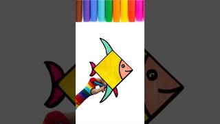 How to draw a fish with a rhombus shape 🐟🐠 kids drawing videos shortsfeed shortsfeed viral [upl. by Ailin]