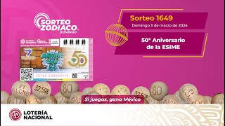 Sorteo Zodiaco No 1649 quot50° Aniversario de la Escuela Superior de Ingeniería Mecánica y Eléctricaquot [upl. by Notwal]