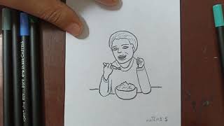 Come disegnare UN BAMBINO CHE MANGIA [upl. by Ettelegna]