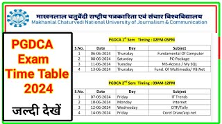 MCU PGDCA 1st or 2nd Semester Time Table june 2024  PGDCA Time Table Makhan Lal University [upl. by Lyall]