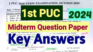 1st PUC English Midterm Exam Question Paper Key Answers 2024 [upl. by Nyltyak902]