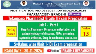 Telangana Pharmacist GradeII exam Preparation II Unit 7  part 1 II Unit 110 exam preparation [upl. by Leinahtan]