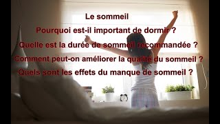 Pourquoi estil important de dormir  Quelle est la durée de sommeil recommandée [upl. by Avera]