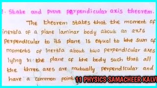 State and prove perpendicular axis theorem  Unit 5  11 Physics Samacheer kalvi [upl. by Gussy]