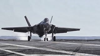 F35 Lightning II • 1st Arrested Landing On Aircraft Carrier [upl. by Egwin]