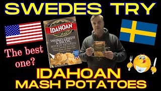 Two swedes try Idahoan mashed potatoes Smokey cheese and bacon [upl. by Leoj288]