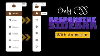 Responsive Sidebar Using Only CSS  Animated Sidebar HTML CSS [upl. by Ardnek]