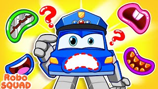 Where Is My Mouth Song 😶 Wheels on the Bus  Funny Song For Baby amp Nursery Rhymes by RoboSquad [upl. by Karlin550]