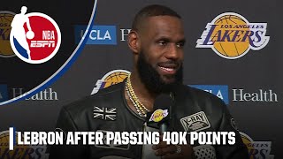 LeBron James reacts to reaching 40000 career points 🤩  NBA on ESPN [upl. by Anisamoht]