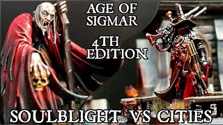 Soulblight Gravelords Vs Cities of Sigmar Age of Sigmar 4th Edition Battle Report [upl. by Jakie20]