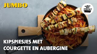 Wat eten we Kipspiesjes met courgette en aubergine [upl. by Fai]