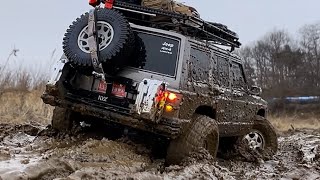 110 Scale Gmade GS02F amp Axial SCX10 II Jeep Cherokee XJ Muddy amp Mud Offroad Driving 4X4 RC Car [upl. by Mas128]