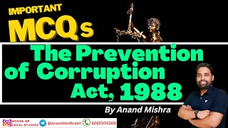 Prevention of Corruption Act 1988 MCQs  MCQs of Corruption ACT  MP ADPO MOCK MP APO EXAM [upl. by Bernardina187]