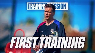 WOJCIECH SZCZESNYs FIRST TRAINING for FC BARCELONA 🔵🔴 [upl. by Haddad958]