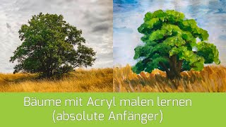 Bäume mit Acryl malen lernen für absolute Anfänger Lektion 12 [upl. by Schalles445]