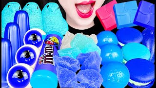 ASMR Blue Crunchy Jelly Kohakuto Niklnip wax bottles 파란색 젤리 코하쿠토 닉클립 왁스병 먹방 Mukbang Eating [upl. by Mickey873]