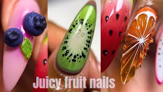 Summer fruit nails  3D nail art  Gel X  Tutorial 🍉🍊🫐💖 [upl. by Ynnol]