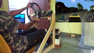 DIY Force Feedback Gaming Rig  Test Drive Unlimited Racing with Homemade FFB Steering WheelPedals [upl. by Anitsud]